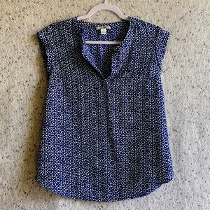 Dalia Collection Blue Print Blouse Size Small